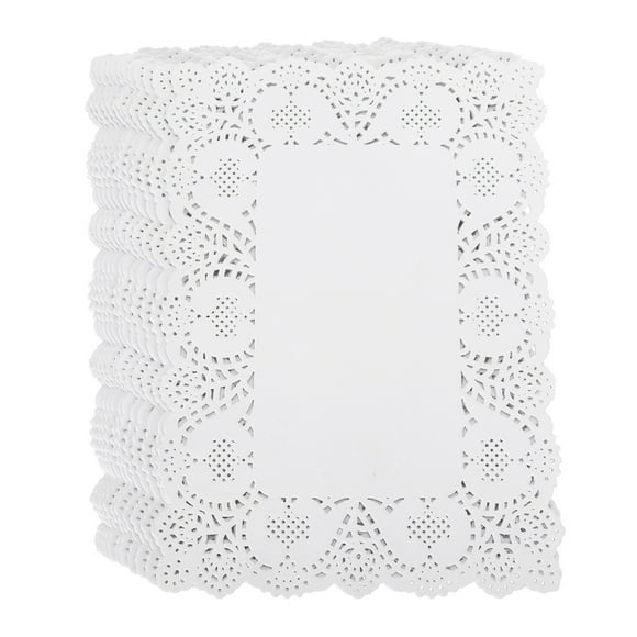 BRIGHTFUFU Aproximadamente 150 hojas de mini tapetes redondos de encaje, manteles individuales de papel, posavasos decorativos, tapete de papel para pasteles