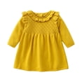 thumbnail image 3 of Girls Dresses Kids Spring Winter Solid Long Sleeve Thick Knit Sweater Dresses Baby Girl Dress Yellow 1 Years-2 Years, 3 of 3