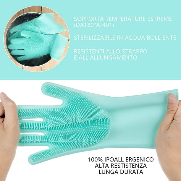 Magic Silicone Dishwashing Gloves Upgraded Reusable Silicone Cleaning Gloves Dishwashing Scrubber for Cleaning Dishwashing Kitchen and Bathroom