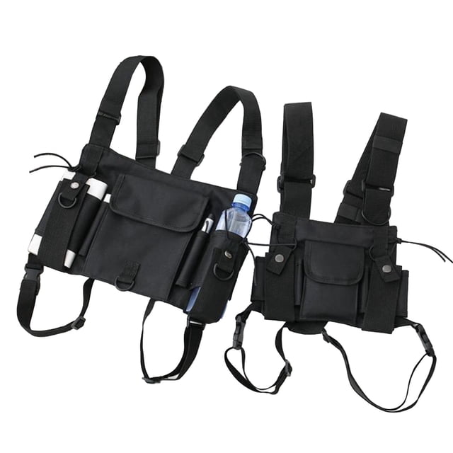 Paquete de pecho Oxford tela Nylon Universal manos libres pecho bolsa frontal chaleco bolsa para acampar al aire libre negro YUNYI BRAND Deportes