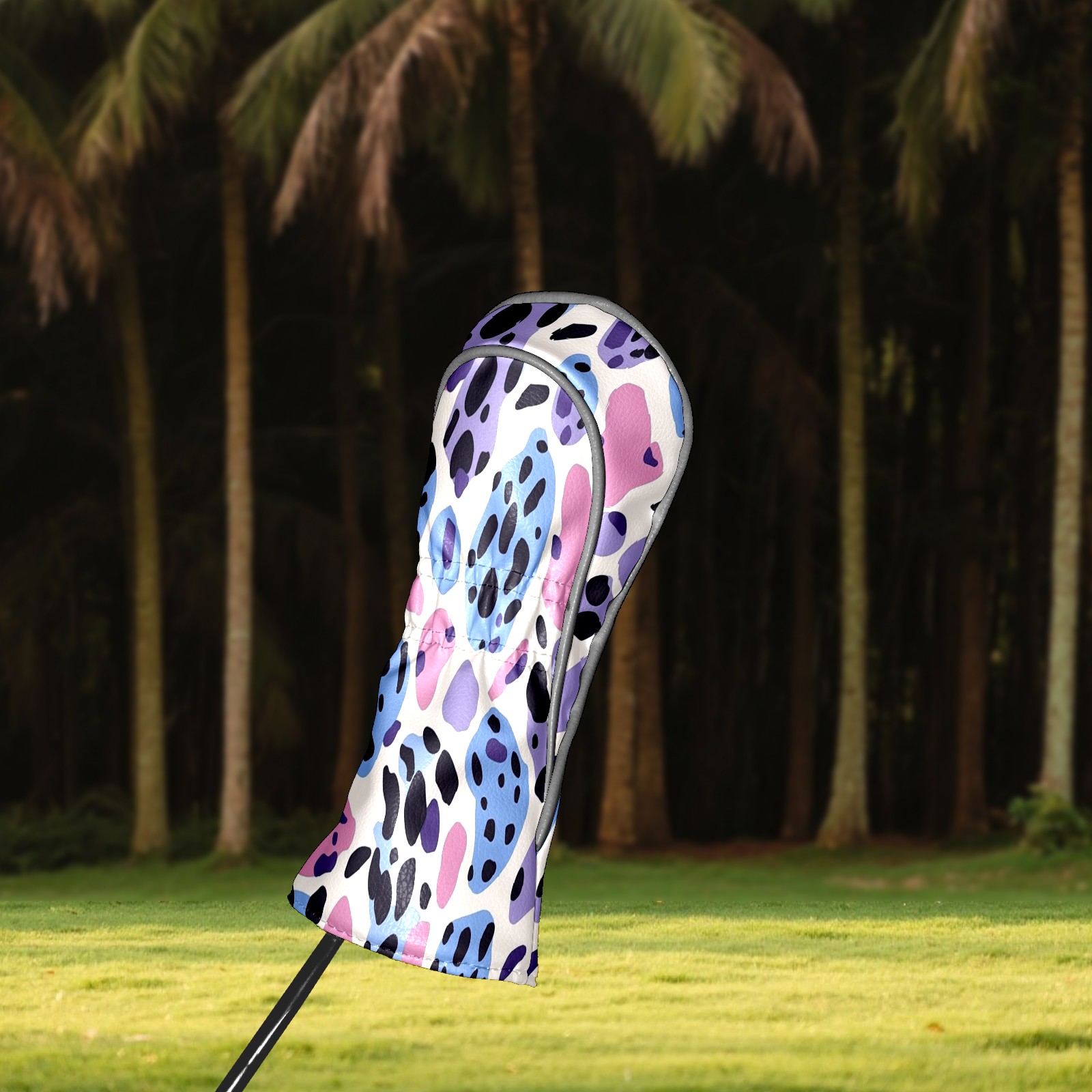 Golf Club Covers PU Leather Waterproof Head Covers for Fairway Woods Hybrids Colorful Leopard Print