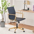 thumbnail image 3 of CAROCC Mid Back Home Office Desk Chair Task Chair with Armrest Swivel Chair in Durable Vegan Leather Ergonomic Desk Chair for Extra Back & Lumbar Support Conference Room Chair, 3 of 8