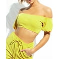 thumbnail image 3 of FANCYINN Women's Off Shoulder Two Piece Crop Top Tracksuit Outfits Set Short Sleeve Cute Jumpsuits with Pockets Neon Yellow M, 3 of 7