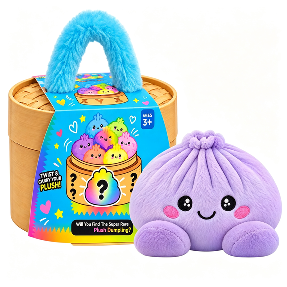 Dumpling Squishy Plush Toy - Mystery Surprise Rainbow Squeeze Doll with Steamer Basket, Blind Box Sensory Stress Relief Plushie Crazy Gifts for Fun