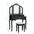 thumbnail image 2 of Gymax Tri-Folding Vanity Makeup Dressing Table Set W/Cushioned Stool 5 Drawers Black, 2 of 10