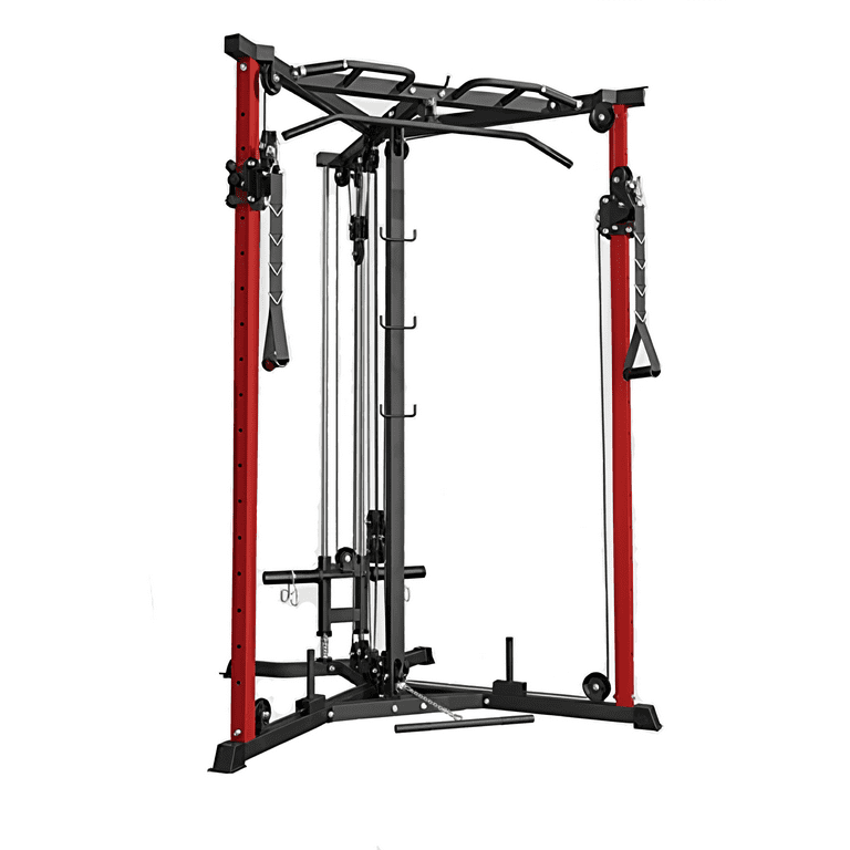 Syedee Cable Crossover Machine 600LBS Weight Capacity Cable Stations with 17 Adjustable Positions Multi Grip Pull Up Bars Cable Bars and Pivoting