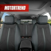 Motor Trend OmniFit Car Seat Covers, Full Set in Gray & Black Two-Tone Front Seat Covers with Hooded Split Bench Seat Cover, Universal Car Seat Protectors, Interior Accessories for Auto Truck SUV