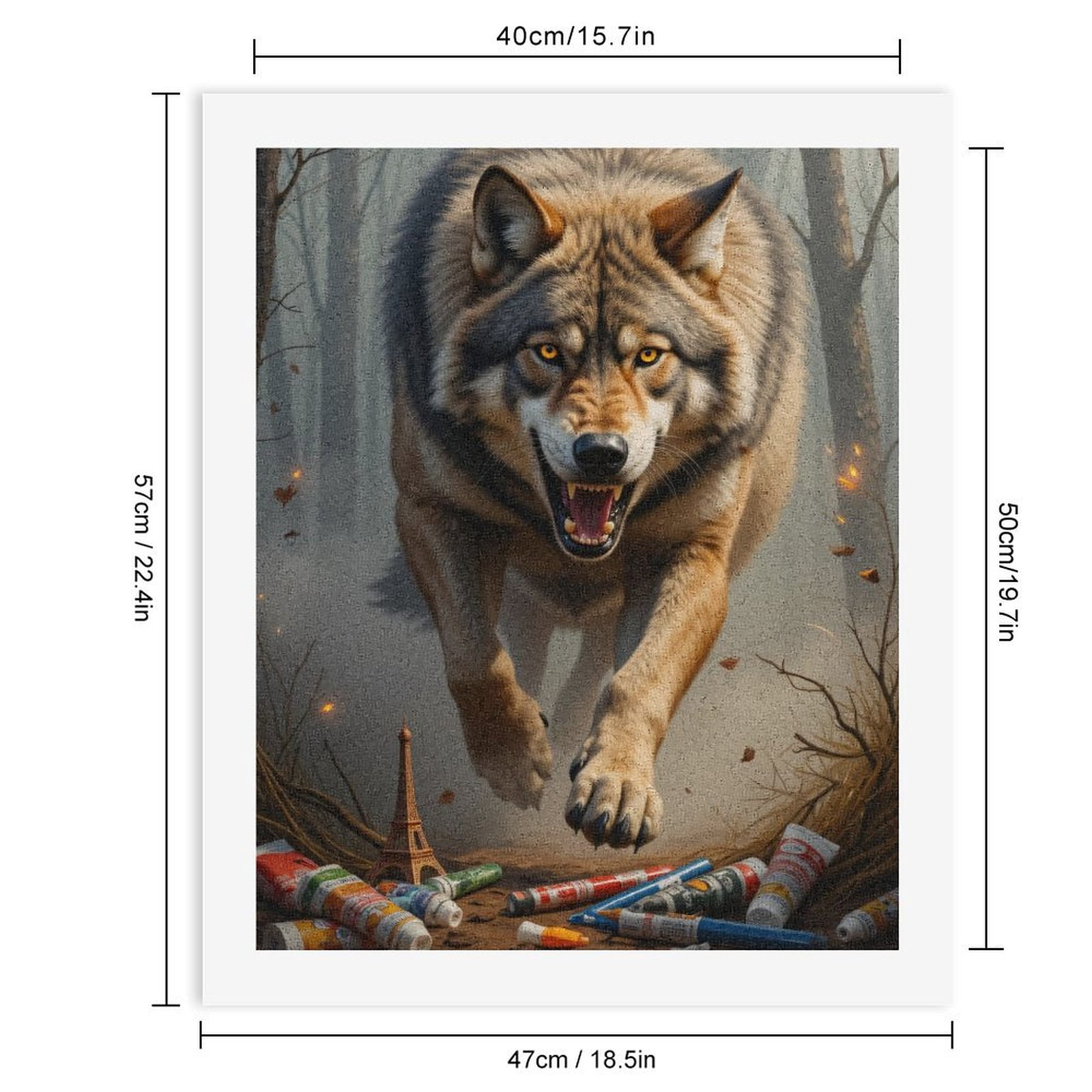 Paint By Numbers Kit for Adults Beginner - Wolf Forest Paint Tubes Miniature Landmark DIY Canvas Painting Kits for Adults, Frameless Paint By Number for Adults for Home Wall Decor 16x20 Inch