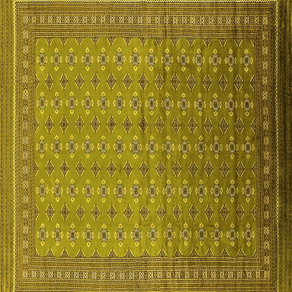 Ahgly Company Indoor Square Oriental Yellow Industrial Area Rugs, 5' Square