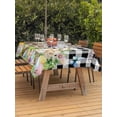 thumbnail image 2 of Easter Outdoor Tablecloth - 52x70 Inch Rectangle Dining Table Cover, Spring Rabbit Sheep Duck Eggs Plants Black Plaid Waterproof Outdoor Table Cloth with Umbrella Hole & Zipper for Picnic/Patio/Party, 2 of 7