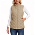 thumbnail image 5 of cocolona Quilted Vest for Women LightWeight Solid Color Basic Sleeveless Jacket Fall Winter Stand Collar Zipper Coat with Pocket, 5 of 6