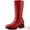 Red, variant on Round Toe Side Zip Low Chunky Heels Mid Calf Boots for Women Red 7.5