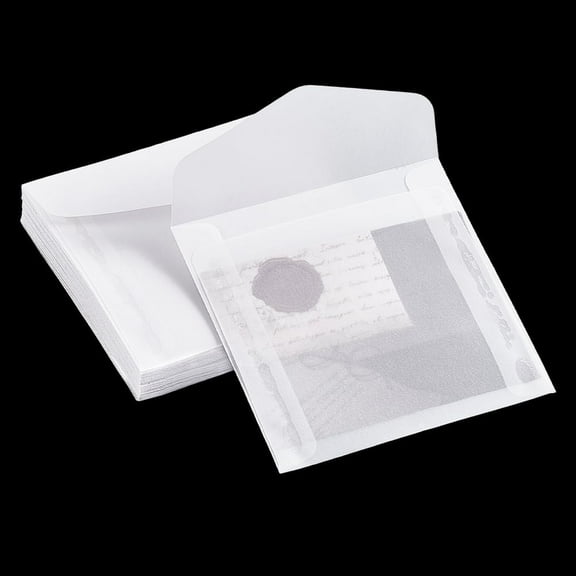 50pcs Blank Tracing Paper Envelopes Semitransparent Envelope Square WhiteSmoke 100x100x0.3mm