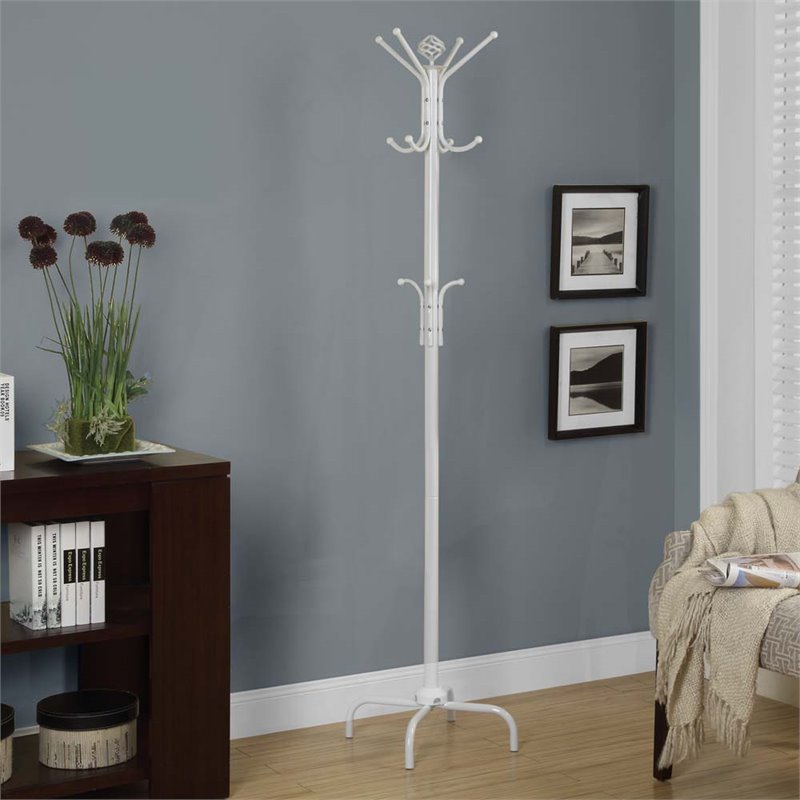 Coat Rack 70"H / White Metal