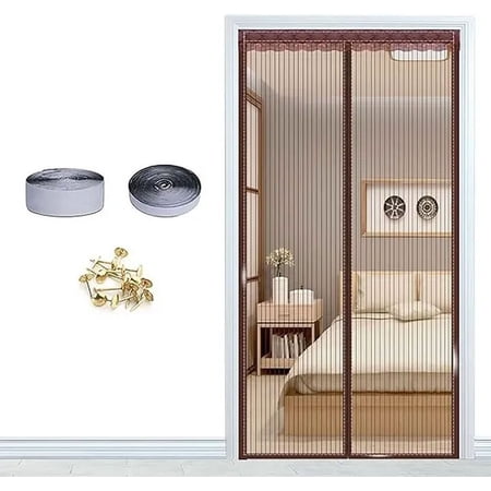 DEKAXID Magic Mesh Magnetic Screen Door Mesh Curtain Mosquito Net Bug Hands Free Partition Mute Striped Door Curtain Bedroom Ventilation