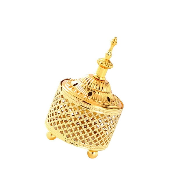 kurtrusly Brûleur d'Encens Islamique au Charbon Design Encensoir Doré Porte-Bougie Style 2