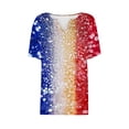 thumbnail image 5 of Itsame 4th of July Shirts Women Independence Day Short T-Shirt Sleeve American Flags Printed Short Sleeve Top, V-Neck Blue, 5 of 5