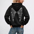 thumbnail image 2 of WAYUTE Hoodies for Women Oversized Long Sleeve Drop Shoulder Hooded Sweatshirt with Sparkly Rhinestone Wings Print Pullover Fashion Outfits Casual Outdoor,Black,5XL, 2 of 6