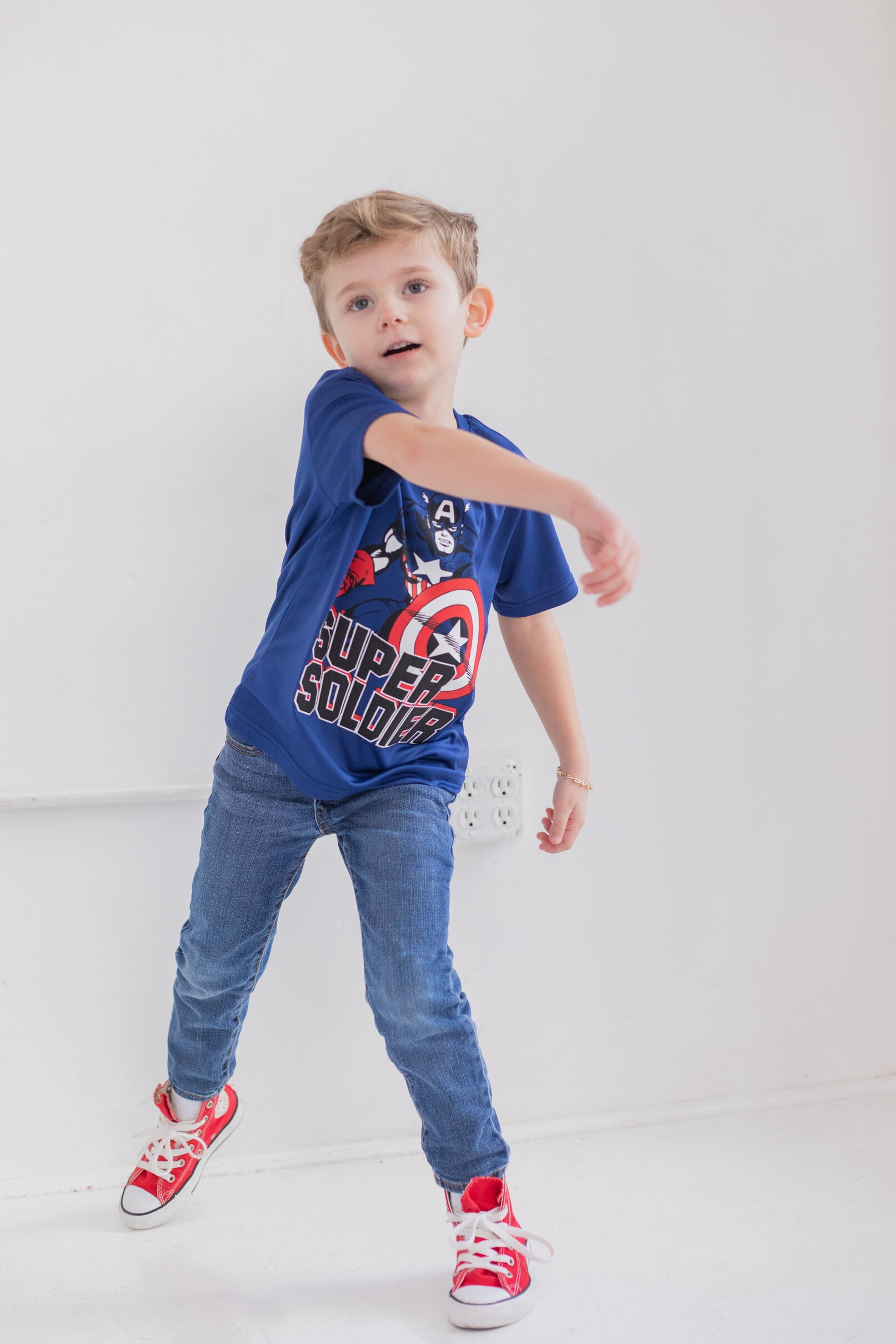 Marvel Avengers Spider-Man Iron Man Captain America Little Boys 4 Pack Athletic T-Shirts Little Kid to Big Kid