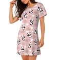 thumbnail image 2 of Honeii Panda Flying in the Sky (2) Print Women's Loose Short Sleeve Nightgown, Soft Cotton Sleepwear, Comfy Loose Fit Pajama Dress for Sleep and Lounge, 2 of 6