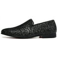 thumbnail image 2 of Santimon Mens Metallic Paillette Loafers Slip-on Glitter Moccasins Dress Shoes Leather Shoes Black 12 US, 2 of 9