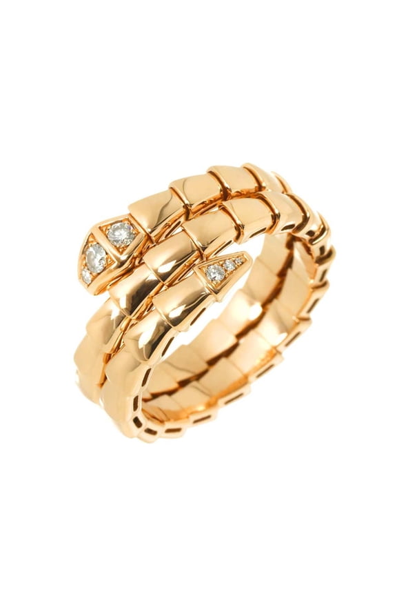 Pre-Owned BVLGARI Serpenti Viper #XL Ring with Diamonds in 18K PG and Pink Gold (750)