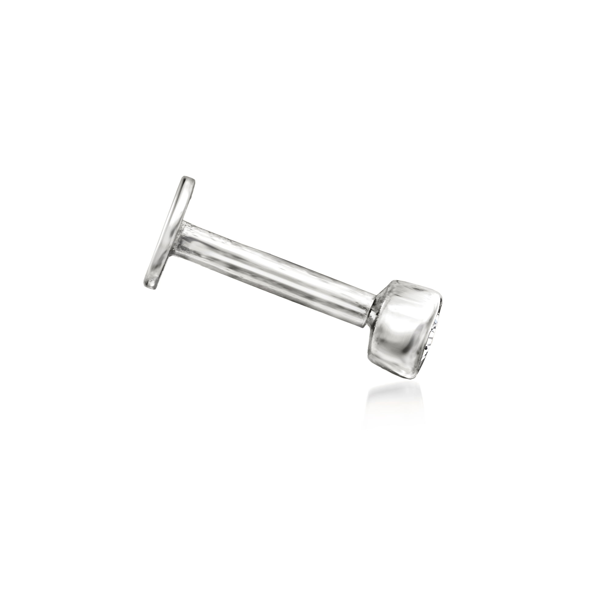 Pure Collection by Ross-Simons Bezel-Set Diamond Single Flat-Back Stud Earring in Sterling Silver, Women's, Adult