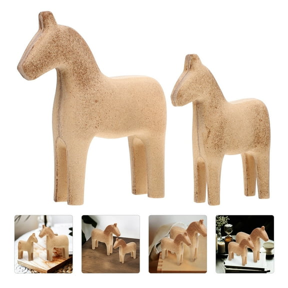 Masteelf Beige Horse Statue for Decor Simple Artistic Design Plastic Novel and Exquisite