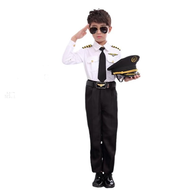 Disfraces de piloto para niños profesionales Niños Cosplay para niños Niñas Traje de asistente de vuelo Avión Avión Fuerza aérea Uniformes de rendimiento-incluye Se