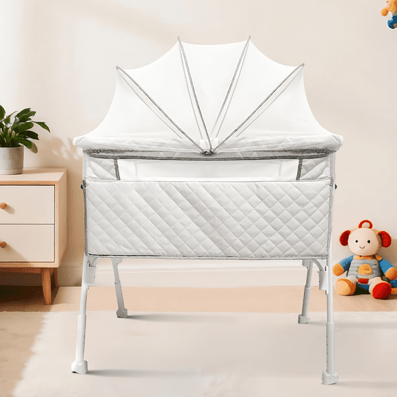 Baby play with Wheels and Storage Basket,All Mesh Portable for Newborn,6 Height Easy to Assemble (Upgrade Grey)