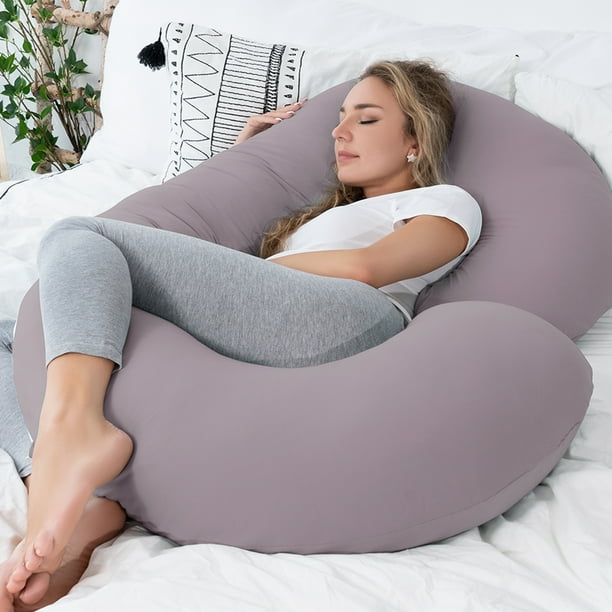 Pregnancy Pillow Queen Rose Maternity Body Pillow for Sleeping C Shaped Body Pillow for Pregnant Women with Removable Purple Jersey Cover