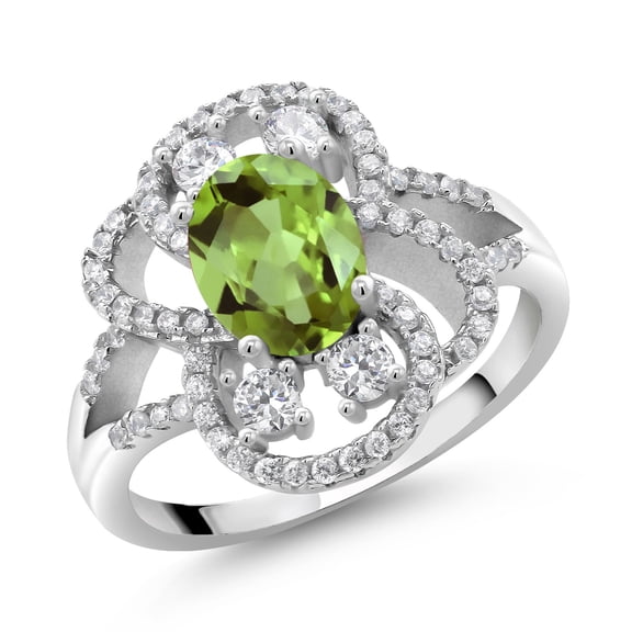 Gem Stone King 2.92 Ct Oval Green Peridot 925 Sterling Silver Ring (Size 5)