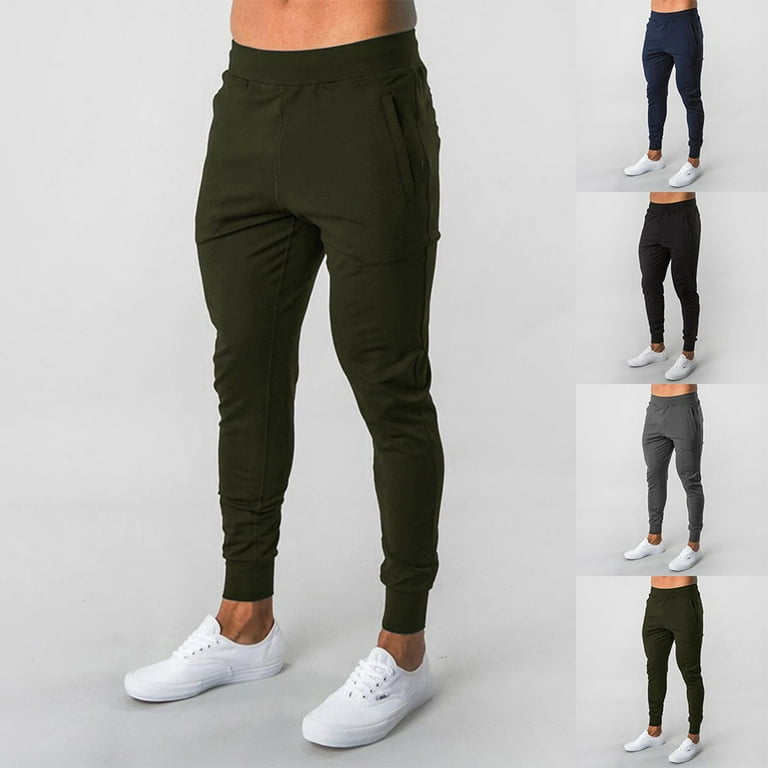 Men Skinny Sweatpants Fit Sports Trousers Bottoms Slim Gym Workout Joggers  Pants 