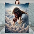 thumbnail image 3 of Soft & Warm All Season Flannel Throw Blanket Jesus Inspired Versatile for Couch Office Bed Camping Wearable Blanket, 3 of 6