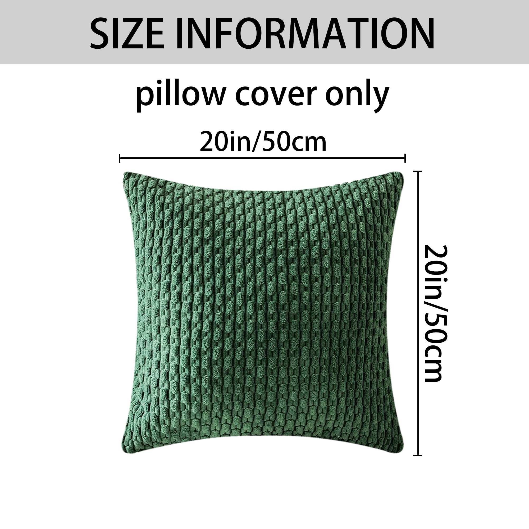 Unique Bargains 2Pcs Decorative Throw Pillow Covers for Sofa Dark Green 20" x 20"