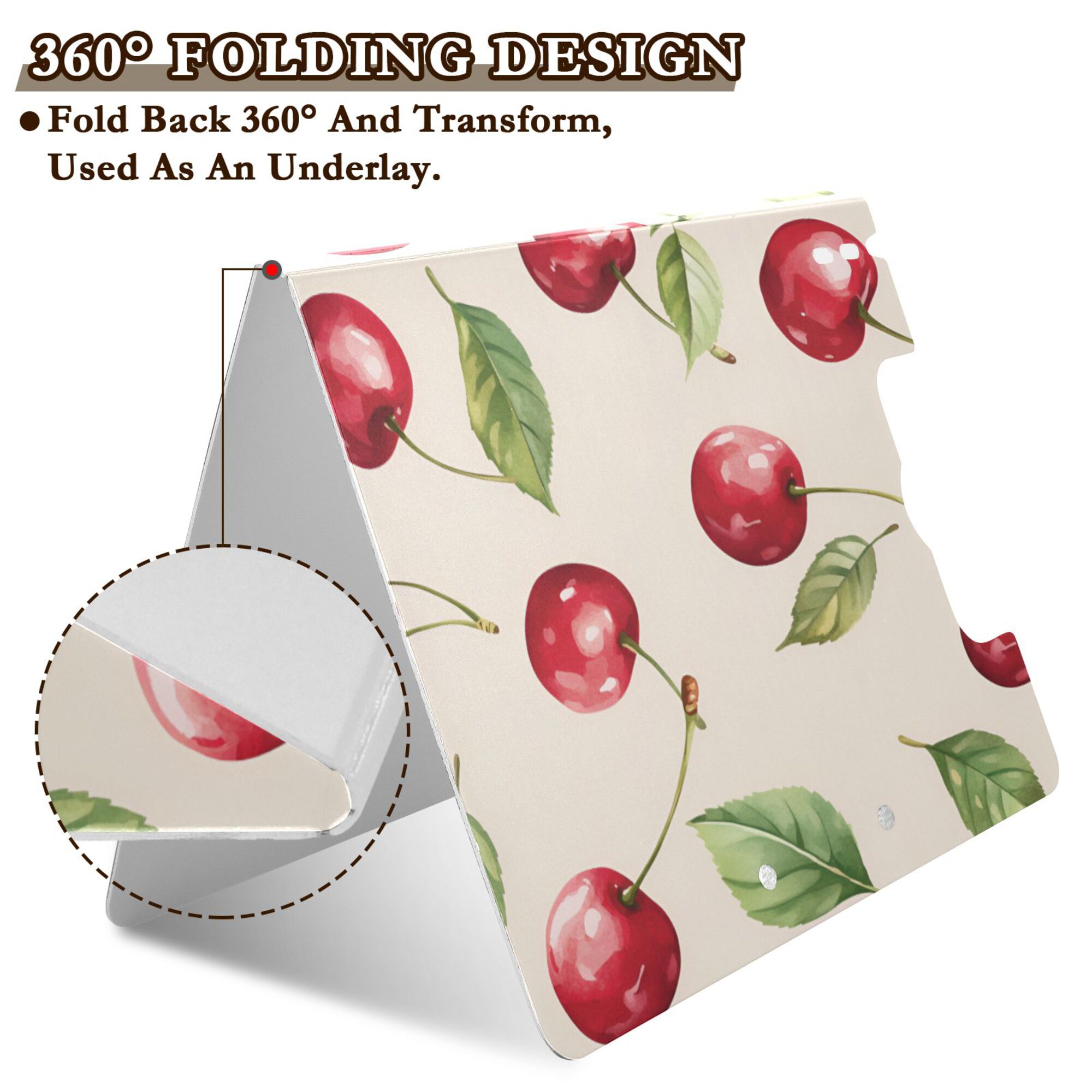 FORMRS A4 Clipboard Folder with Pen Holder Horizontal Foldable School Office Binder, Watercolor Cherry