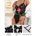 thumbnail image 2 of Kaei&Shi Floral Embroidered, Underwire, Removable Garter, Thigh Straps, Backless Bodysuit, 2 of 5