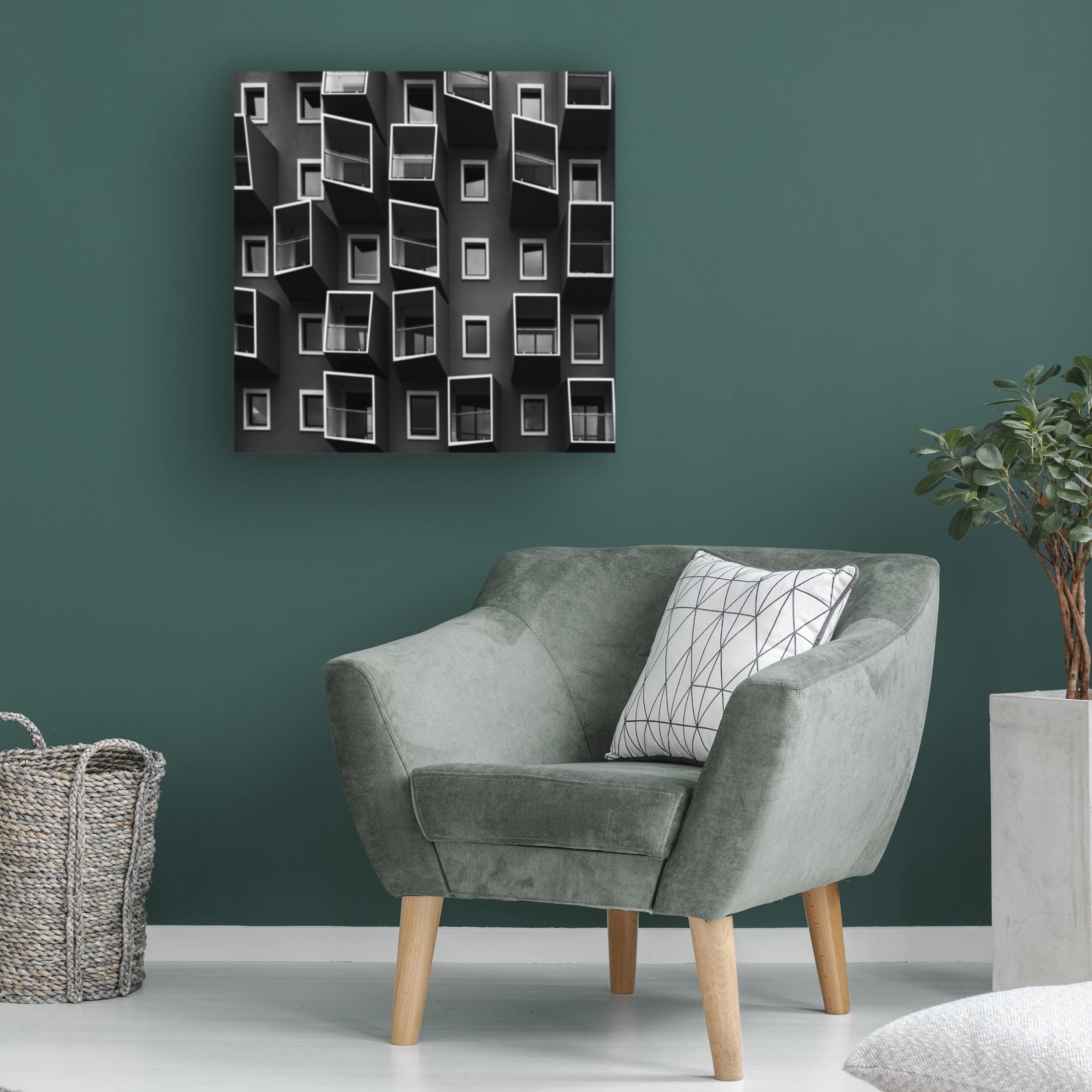 Canvas Wall Art - Kent Mathiesen 'Living In Boxes' Wall Art for Living Room, Bedroom, or Office D?cor by Trademark Fine Art - 35 x 35 Inches