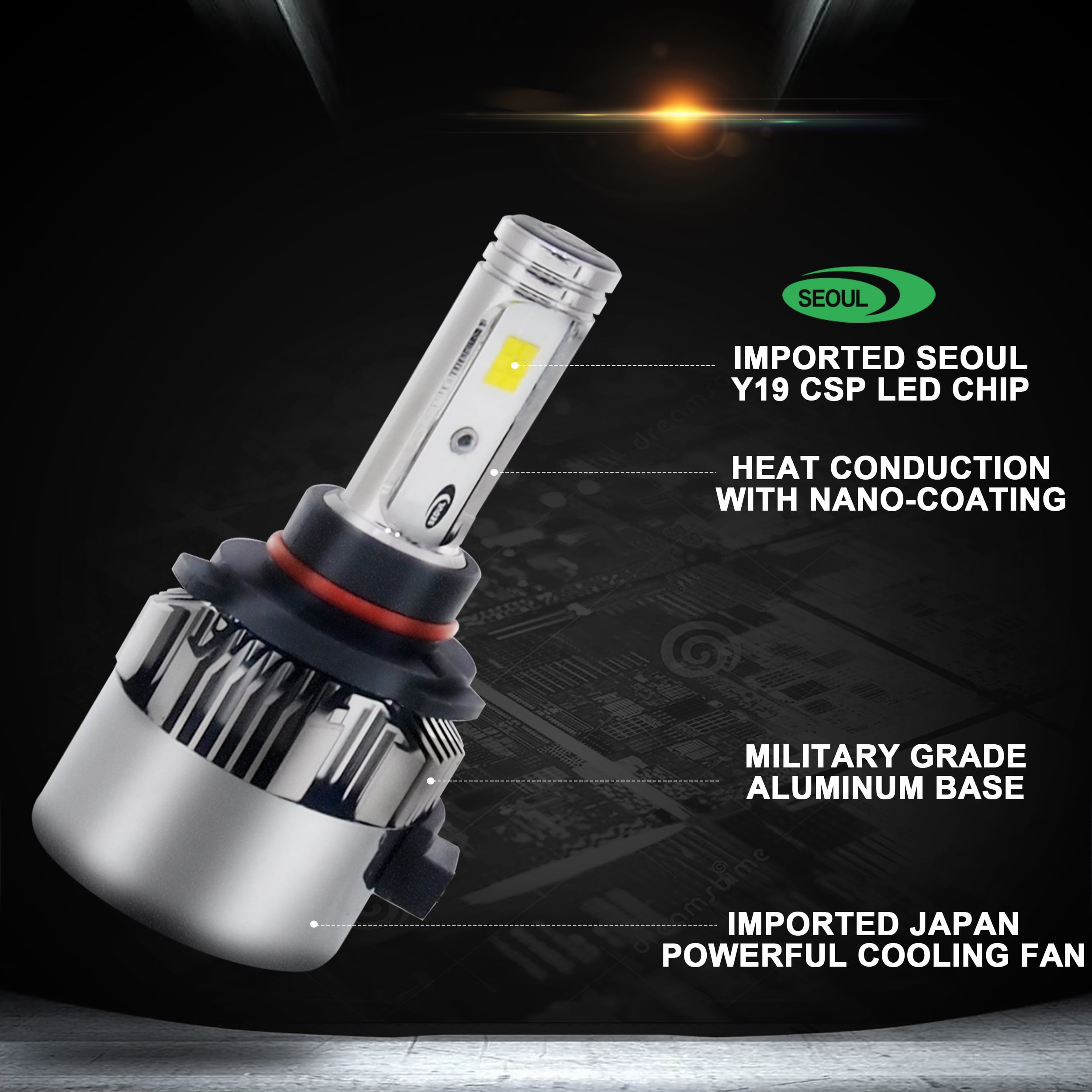 Sanvi 2pc M2 H1 H4 H7 H11 9005 9006 LED Headlight bulbs Conversion Kit With Graphene Dissipation Heat 6000k CSP Chips Small size LED Headlamp 1 year warranty H7