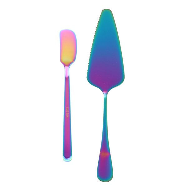 Juego de 2 espátulas de acero inoxidable para pasteles y pizzas, con mango largo y borde dentado, para hornear y servir postres, pasteles y pizzas