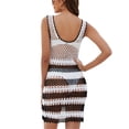 thumbnail image 7 of Arvbitana Women Bikini Cover Ups Summer Casual Contrast Color Knitted Cutout Sleeveless Tank Dress for Beach Bathing Suit, 7 of 7