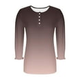 thumbnail image 6 of Womens Tops 3/4 Length Gradient Print Button-down T-shirt Three-quarter Sleeve Round Neck Top Rose Gold M,Tops for Women, 6 of 6