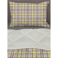 thumbnail image 3 of Tartan Comforter & Sham Bedding Set, Abstract Checkered Motifs Squares and Stripes Shapes Gingham Like, 3 pcs Duvet Set Microfiber Filling Quilt, 5 Sizes, Pastel Yellow and Violet, by Ambesonne, 3 of 4