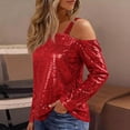 thumbnail image 6 of Laqbezok Sexy Night Out Sparkly One Shoulder Top, Women's Sequin Long Sleeve Glitter Blouse, Elegant Evening Party Outfit, 6 of 10