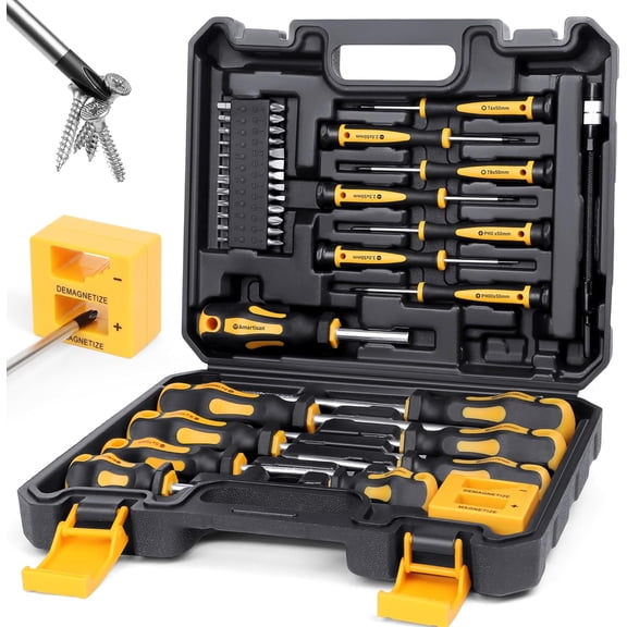 Magnetic Screwdrivers Set with Case, 43-piece Includs Slotted, Phillips, Hex, Pozidriv,Torx and Precision Screwdriver Set, Magnetizer Demagnetizer Tools, Tools for Men