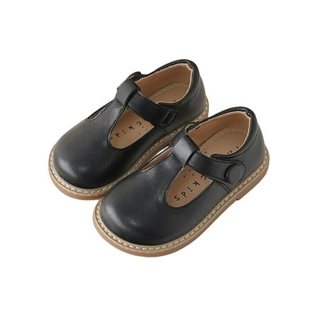 

Bellella Kids Leather Shoe T-Strap Flats Wedding Dress Shoes Lightweight Loafers Party Formal Black 8C