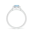 thumbnail image 2 of Angara Natural 0.72 Ct. Aquamarine with Diamond Halo Ring in 14K White Gold for Women (Ring Size: 11.5), 2 of 9