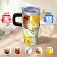 thumbnail image 6 of Sunflower 20oz Stainless Steel Tumbler with Handle and Straw – Insulated Travel Cup with Sliding Lid, 360° Full Wrap Printed Mug for Home, Outdoor & Sports Use, Foral, 6 of 6