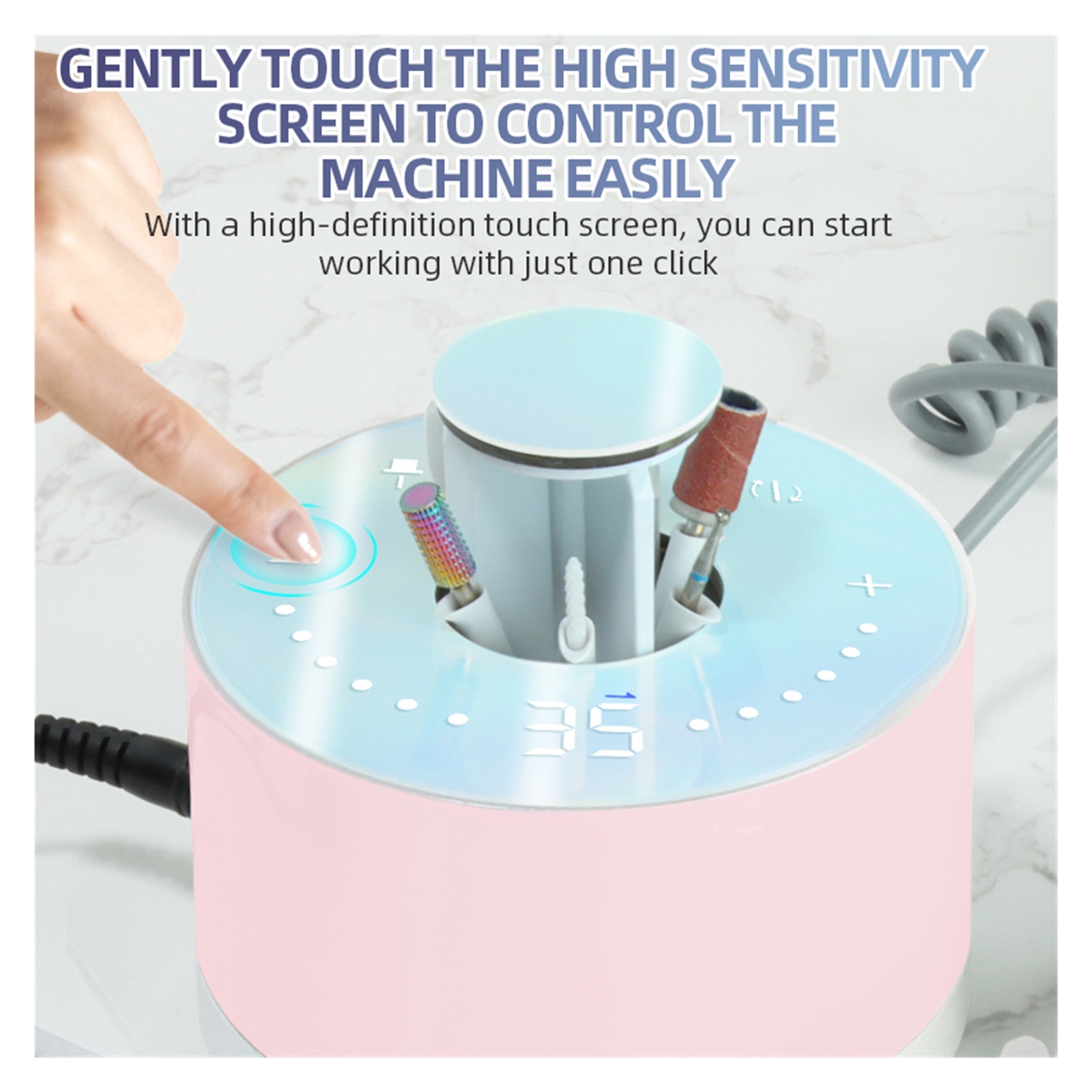 Brushless Nail Drill Manicure Machine, 35000RPM Professional Electric Nail Sander, Lower Noise With Hidden Lift Storage ,Low Noise