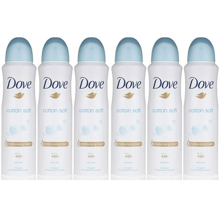 6 Pack Dove Cotton Soft Antiperspirant Deodorant Spray, 150ml Each